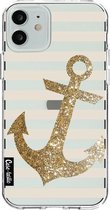 Casetastic Apple iPhone 12 / iPhone 12 Pro Hoesje - Softcover Hoesje met Design - Glitter Anchor Gold Print