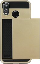 ADEL Kunststof Back Cover Hardcase Hoesje Geschikt voor Huawei P20 Lite (2018) - Pasjeshouder Goud