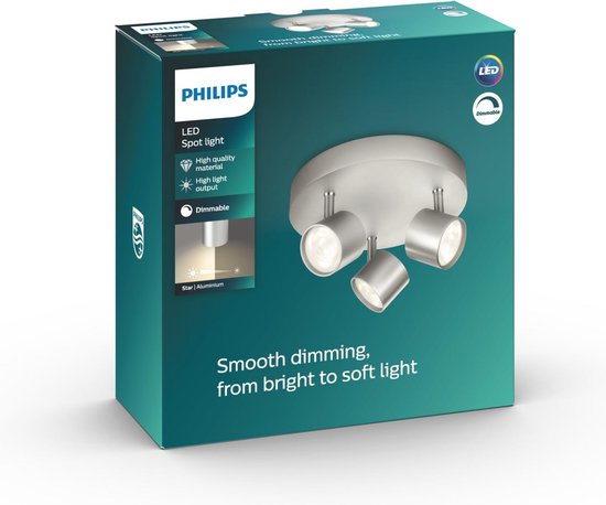 Philips Myliving Star - Plafondlamp - 3 lichts - Grijs | bol.com
