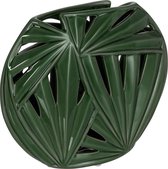J-Line Vaas Ovaal Tropical Keramiek Groen Small