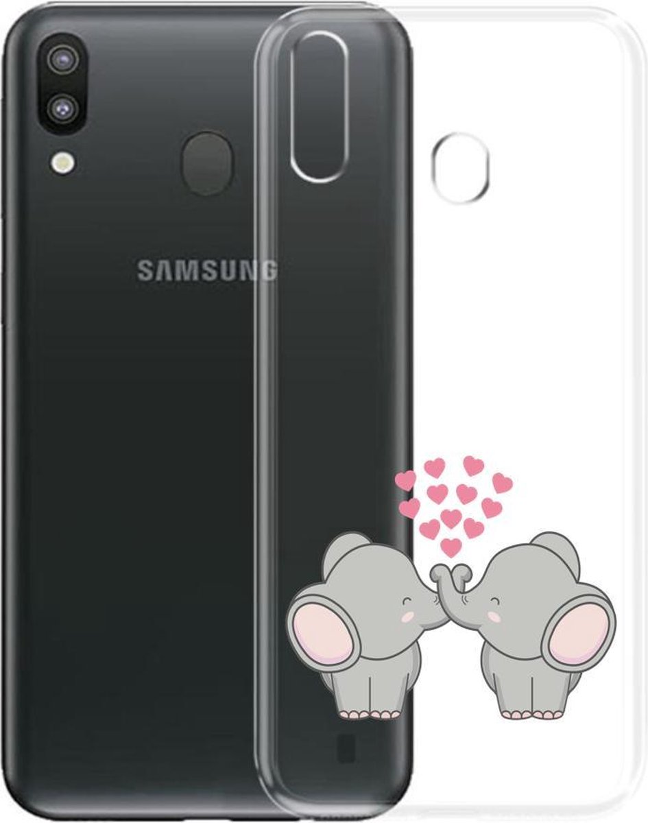 Samsung Galaxy A20E Siliconen telefoonhoesje transparant olifantjes/hartjes *LET OP JUISTE MODEL*