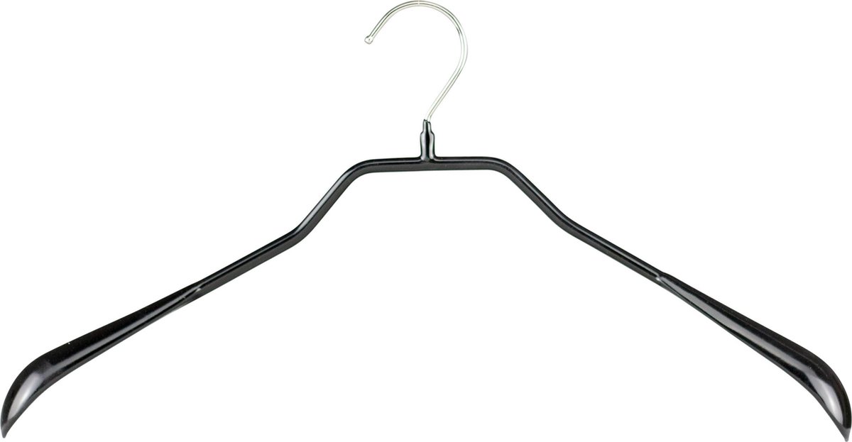 [Set van 10] MAWA 42L - metalen kledinghangers met brede schouders en zwarte anti-slip coating