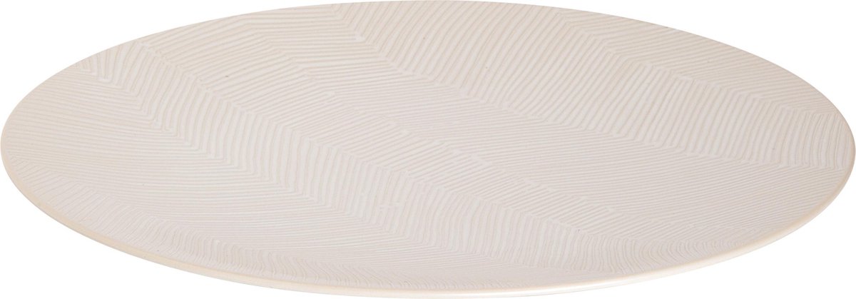 Palmer - Leaf - Bord - Reliëf - ø 27 cm - Wit - Stoneware - Bordenset