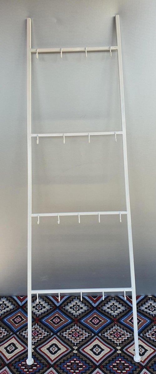 Mica Decorations Deco Ladder wit met hakjes L50xB4xH126 cm