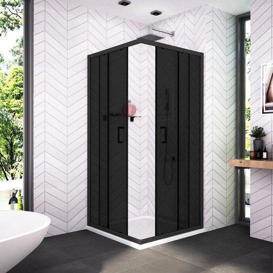 Douchecabine Clarke 80x80cm Vierkant Rookglas Hoekinstap Schuifdeur Mat Zwart bol