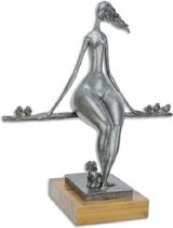 Beeld - Modern - naakte vrouw - zittend - Brons - 55,6 cm hoog