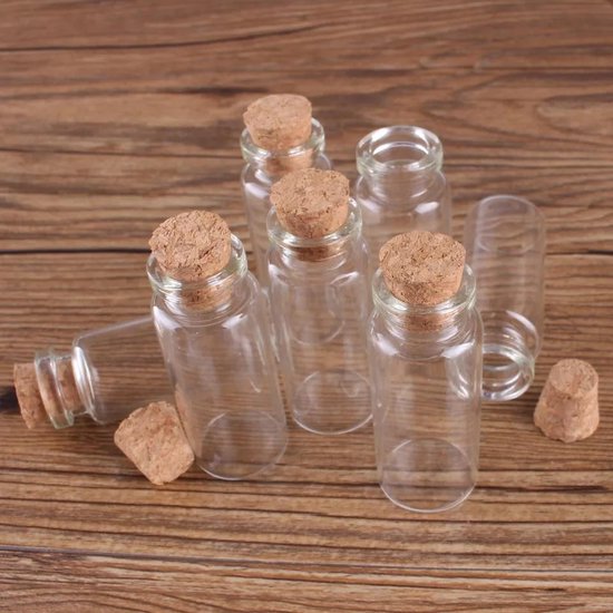 LOUZIR 20 Transparante glazen flessen met kurk- lege sample opslag ...