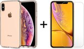 iphone xs max hoesje - iPhone xs max hoesje transparant siliconen case hoes cover - 1x iphone xs max screenprotector