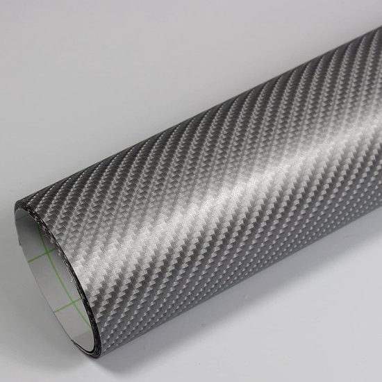 Vinyl wrap folie voor auto of keuken, 5m x 1.5m, 4d carbon zilvergrijs