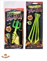 Halloween set - Groen - Drietand - Stropdas - Glow Break Sticks - Set van 2 - Horror - Verkleden - Sinte Maarten - Licht