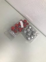 Kerstballen - 2 sets - rood en grijs - LED