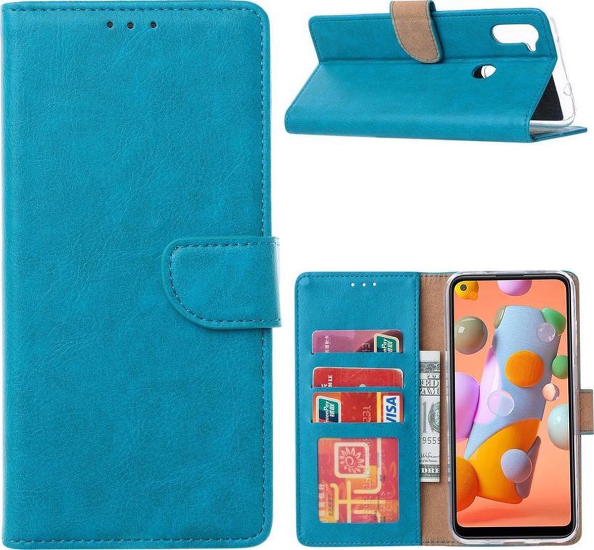 GSM-Basix Bookcase Hoesje voor Samsung Galaxy A21s Turquoise