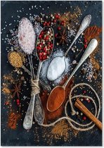 Schilderij Lepels met specerijen, 4 maten