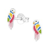 Joy|S - Zilveren papegaai oorbellen 4 x 8 mm