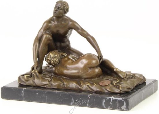 Erotisch bronzen sculptuur - Bronzen beeldje - Intiem - 12,7 cm hoog