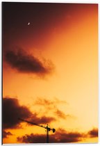 Dibond - Wolken in Oranje Lucht - 40x60cm Foto op Aluminium (Wanddecoratie van metaal)