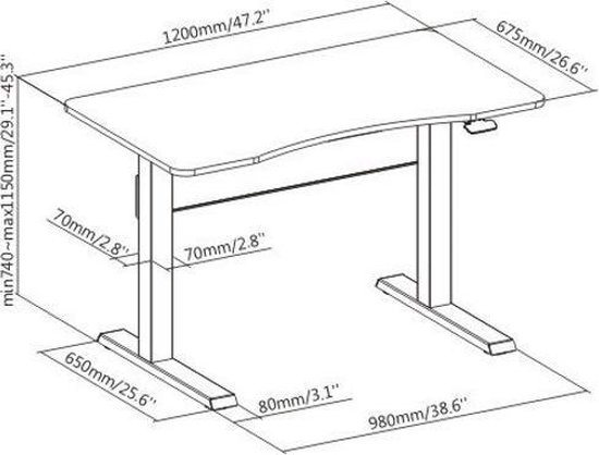 Bureau zit sta hoogte verstelbaar - computertafel - 120 x 67.5 cm | bol.com