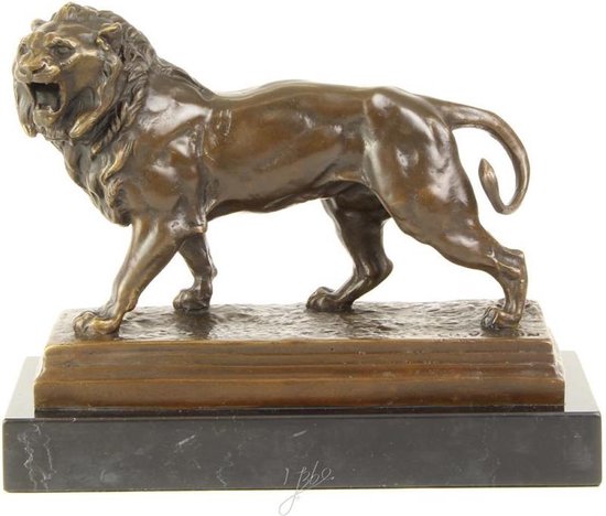Brullende leeuw - Bronzen beeldje - Sculptuur - 20,6 cm hoog