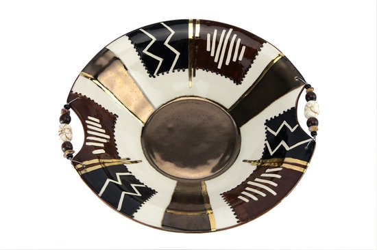 Decoratieve schaal - Letsopa Ceramics -  Model Fruitschaal: Bronze Earth | Handgemaakt in Zuid Afrika - Uniek - hoogwaardig keramiek - speciaal gemaakt door Letsopa Ceramics voor Nwabisa African Art - Om cadeau te doen of voor eigen huis of kantoor