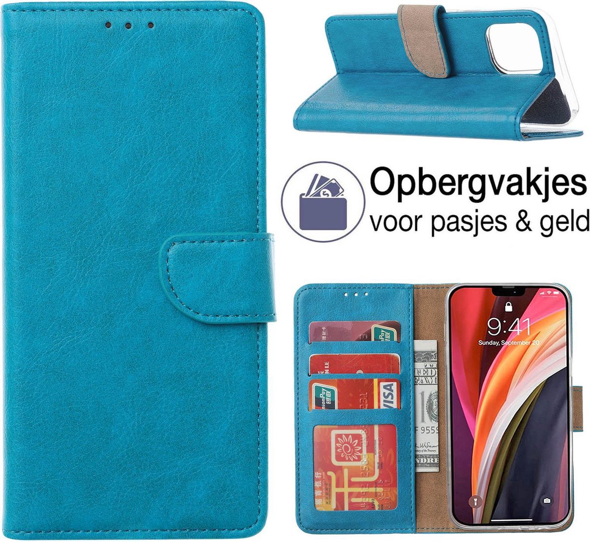 iPhone 12 PRO MAX book case - book cover - portemonnee hoesje - book hoesje wallet case - BLAUW - EPICMOBILE