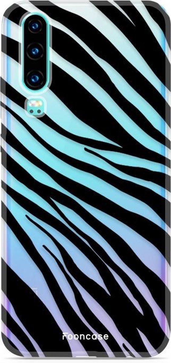 Fooncase Hoesje Geschikt voor Huawei P30 - Shockproof Case - Back Cover / Soft Case - Zebra print