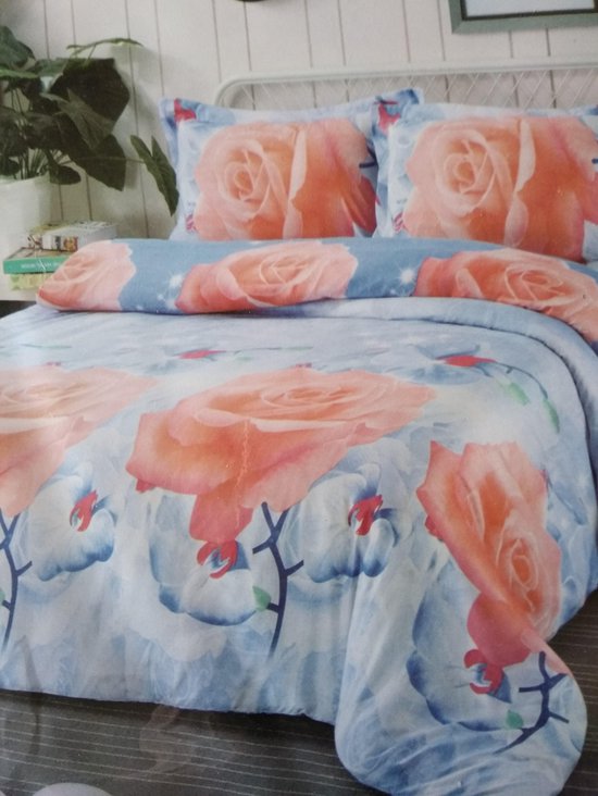 rosso 2 persoons dekbed overtrek met 2 kussenslopen , 160 x 200 cm. katoensatijn