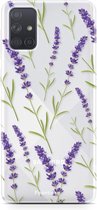 Fooncase Hoesje Geschikt voor Samsung Galaxy A71 - Shockproof Case - Back Cover / Soft Case - Purple Flower / Paarse bloemen