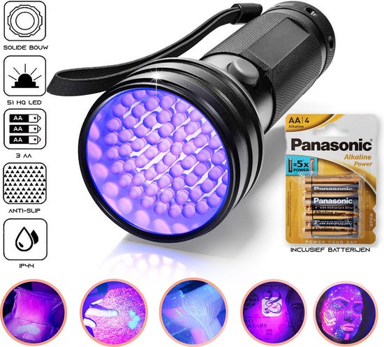 UV Zaklamp - Inclusief Batterijen - UV Zaklantaarn - Geocaching - UV Lamp -  Urine... | bol.com