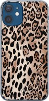 iPhone 12 hoesje siliconen - Luipaard print bruin | Apple iPhone 12 case | TPU backcover transparant