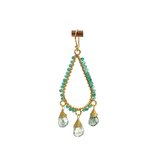 Oorbellen verguld 'Chandelier' groene onyx / groene kwarts