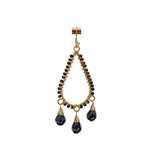 Oorbellen verguld 'Chandelier' blauw spinel / spinel