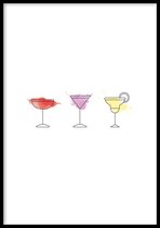 Poster Drie Cocktails - 30x40 - Poster Cocktails - WALLLL