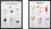 Koffie & Cocktail Guide Set van 2 - Schilderij Keuken Coffee & Chocolat Retro - Set van 2 - A3