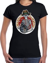 Original gangster skelet Halloween verkleed t-shirt zwart voor dames - horror gangster skelet shirt / kleding / kostuum / Halloween outfit XL