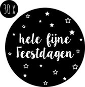 Sticker Kerst / Oud & Nieuw | HELE FIJNE FEESTDAGEN | zwart & wit | 35 mm | 30x