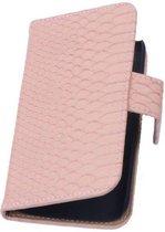 Snake Bookstyle Wallet Case Hoesjes voor Nokia Lumia 630 / 635 Licht Roze