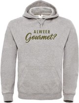 Kerst hoodie grijs - Alweer gourmet? - soBAD. | Kersttrui soBAD. | kerstsweaters volwassenen | kerst hoodie volwassenen | Kerst outfit | Foute kerst truien