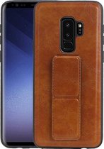 Grip Stand Hardcase Backcover - Telefoonhoesje - Achterkant Hoesje - Geschikt voor Samsung Galaxy S9 Plus - Bruin