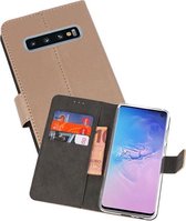 Booktype Telefoonhoesjes - Bookcase Hoesje - Wallet Case -  Geschikt voor Samsung Galaxy S10 - Goud