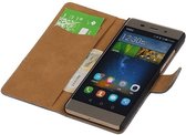 Hagedis Bookstyle Wallet Case Hoesje Geschikt voor Huawei P8 Lite Grijs