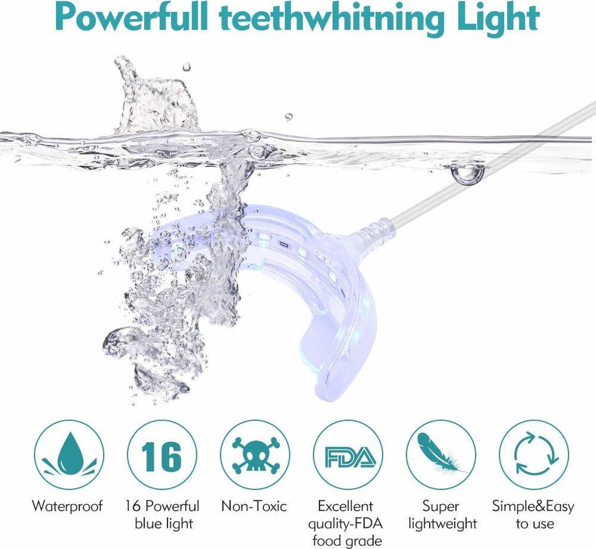Pro-Care Tandenbleker 16 LEDS koud blauwe licht-technologie - Easy Breath Ventilation -Gum Safe - USB