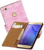 Mobieletelefoonhoesje.nl - Hagedis Bookstyle Hoesje voor Huawei P8 Lite 2017 Roze
