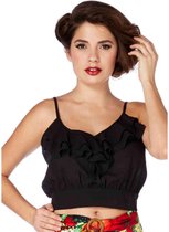 Voodoo Vixen Crop top -L- Cami Li Ruffle Zwart