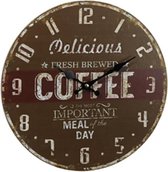 Wandklok Delicious Coffee – Rond - Bruin ∅ 28cm