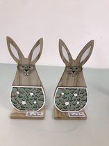decoratief houten hazen beeldjes set