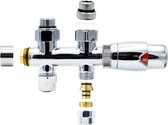 Bewonen Alento aansluitset 1/2" - 3/4" met thermostaatknop - recht - chroom