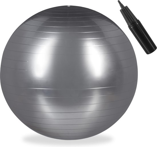Relaxdays fitnessbal 75 cm - pompje - gymbal - zitbal - yogabal - pilatesbal - PVC |