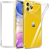 iPhone 12 Hoesje Transparant  TPU Siliconen Soft Case + 2X Tempered Glass Screenprotector