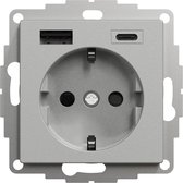 Stopcontact - Inbouw - Randaarde - USB Type A+C - Aluminium - Systeem M - Schneider Electric - MTN2367-0460