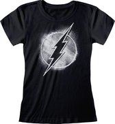 DC Comics The Flash Dames Tshirt -S- BW Distressed Logo Zwart